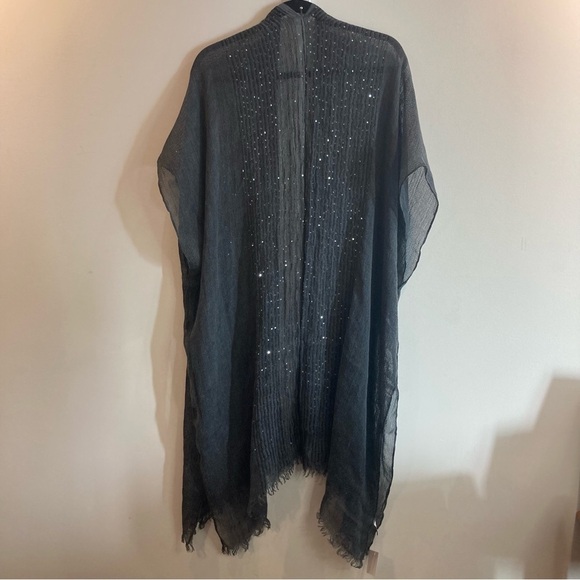 RIAH FASHION Sz O/S Sheer Gauze Sequin Embellished Poncho Kimono NEW - Picture 13 of 14